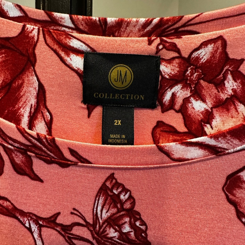 Floral Pink and Red Womens Top JM collection 2x NWT - Picture 3 of 6